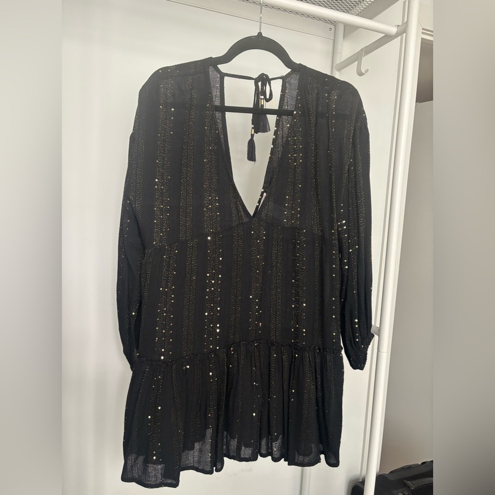 L*Space Black and Gold Sequin Cover Up / Dress - Small